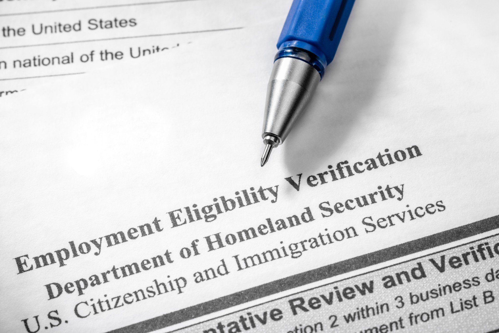 I-9 Employment eligibility verification form